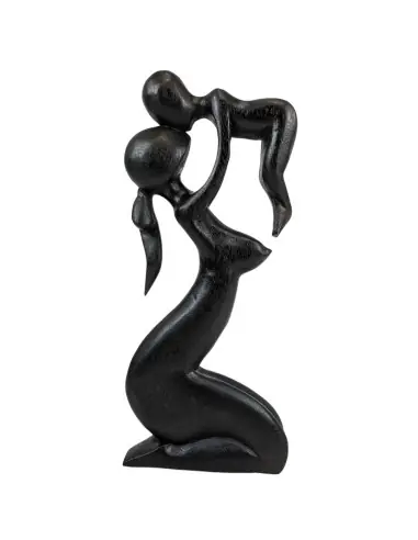 Statue Abstraite Maman et Bébé 50cm en bois | Cadeau de Naissance