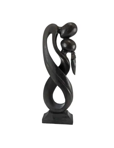 Statue Abstraite Couple Amoureux "Union Infinie" 50cm en bois | Mariage ou Fiançailles