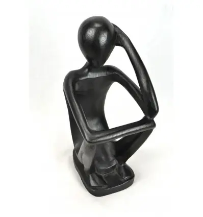 Porte-bouteille "Penseur" 30cm en bois Noir