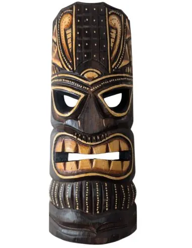 Masque Tiki 30cm en bois, fabrication artisanale.
