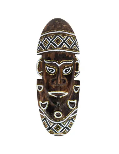 Masque Africain en bois 30cm motif fumeur de pipe