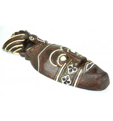 Masque Africain en bois 30cm motif oiseau