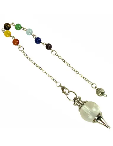 Pendule séphoroton en Cristal de roche - 7 chakras