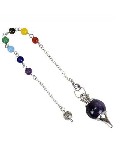 Pendule séphoroton en Améthyste - 7 chakras