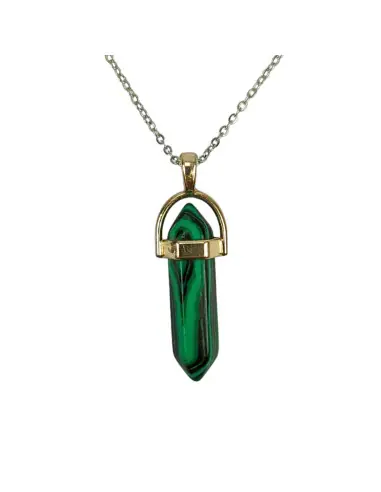 Collier doré + pendentif pointe Malachite