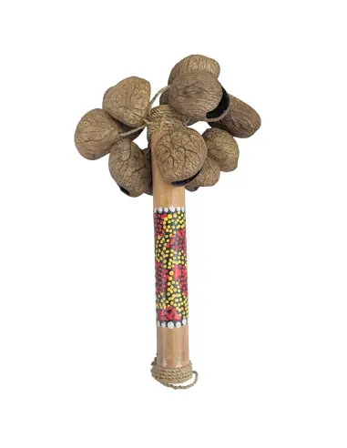 Maracas en coquilles de fruits Pangi et bambou