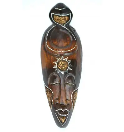 Masque en bois 30cm - motif cobra - décoration ethnique chic style africain.