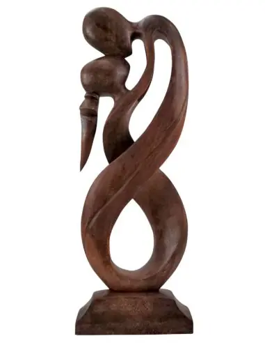 Sculpture Abstraite "Union Infinie" 50cm en bois | Cadeau de Mariage