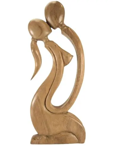 Grande Statue Abstraite "Couple Sensuel" 50cm en bois | Cadeau Coquin