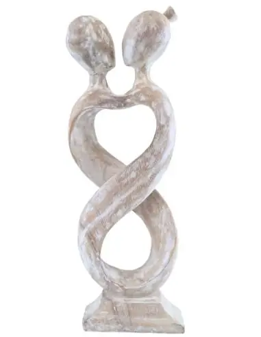 Statue Abstraite Couple Amour Infini 50cm en bois | Cadeau Noces de Bois