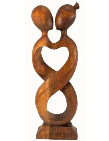 Statue Abstraite Couple Amour Infini 50cm en bois | Preuve d'Amour Éternel