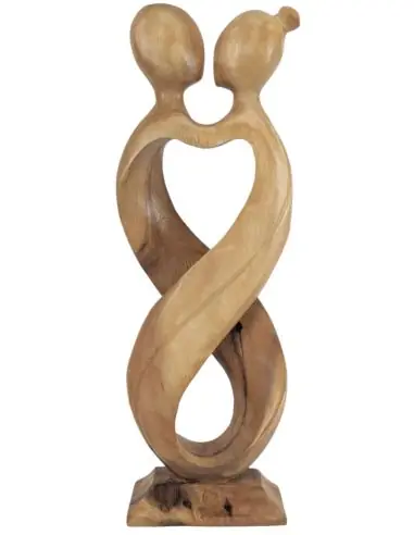 Statue Abstraite Couple Amour Infini 50cm en bois | Cadeau de Mariage