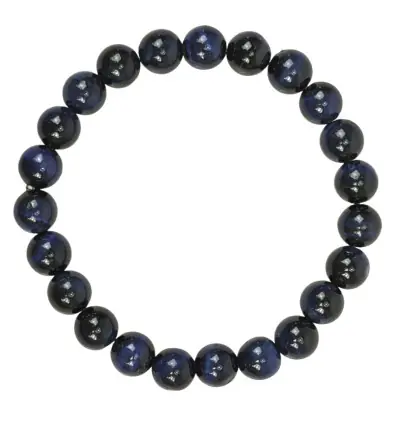 Bracelet Oeil de Tigre bleu | Boules 8mm