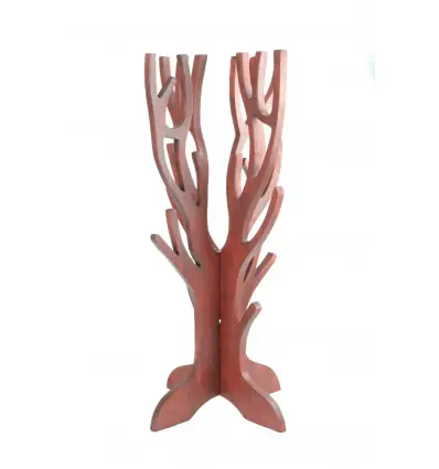 Arbre à Bijoux pour colliers, bracelets, montres - bois massif couleur rouge