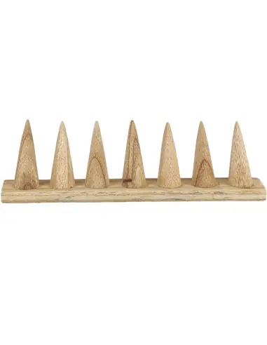 Porte-bagues en bois massif brut / Présentoir à bagues (7 cônes)