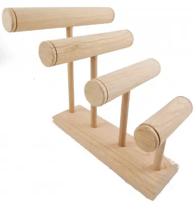 Grand Présentoir à Bracelets Nomade 4 joncs en bois | Finition Bois brut naturel