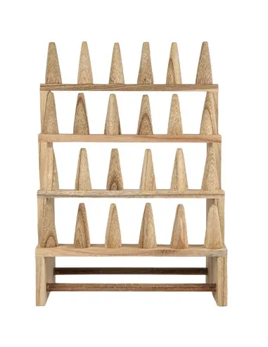 Grand porte-bagues / Présentoir à bagues (24 cônes) en bois massif brut
