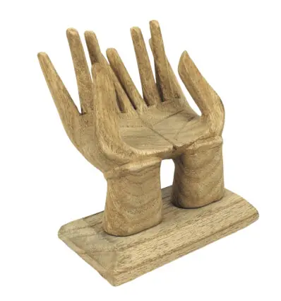 Mains porte-bagues / Présentoir à cartes de visite. Bois massif brut