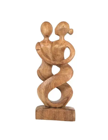 Sculpture Couple "Danseurs Complices" 30cm en bois | Cadeau Symbolique