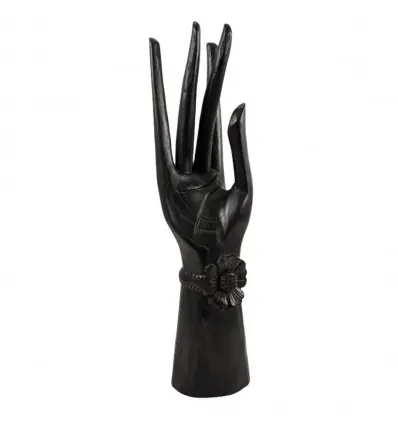 Grande Main de Bouddha / Présentoir à bijoux en bois teinte noire 40cm