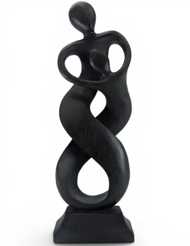 Statue abstraite Union Parent-Enfant 50cm en bois Noir