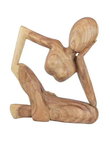 Sculpture Artisanale "Le Penseur" 40cm en bois massif | Moderne et Élégante