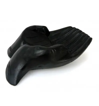 Sculpture Mains en bois. Vide-poche / présentoir à cartes de visite. Teinte noire