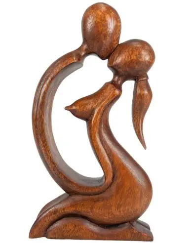 Statue Abstraite "Couple Sensuel" 50cm en bois | Cadeau Aphrodisiaque