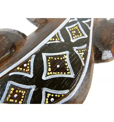 Salamandre motif batik - décoration murale en bois 30cm