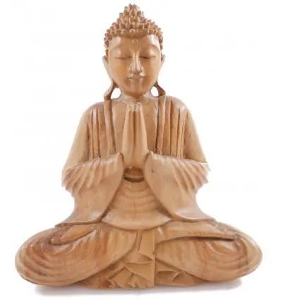 Statuette Bouddha Atmanjali en bois sculpté 20cm | Décoration Zen