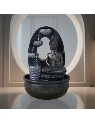 Grande fontaine d'intérieur Bouddha Harmonie 40cm à éclairages Led