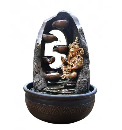 Grande fontaine d'intérieur Mystic Ganesh 40cm + éclairage Led