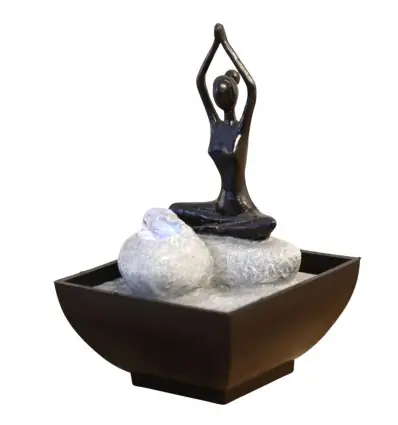 Petite fontaine d'intérieur "Yoga" avec éclairage Led coloré