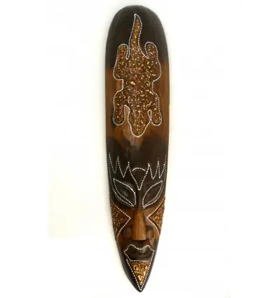 Masque Africain en bois 50cm motif Salamandre | Art mural Africain