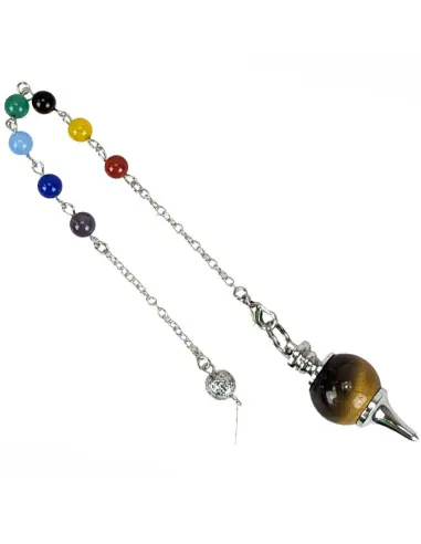 Pendule séphoroton en Oeil de tigre - 7 chakras