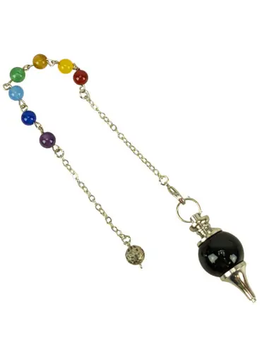 Pendule séphoroton en Onyx (Agate noire) - 7 chakras