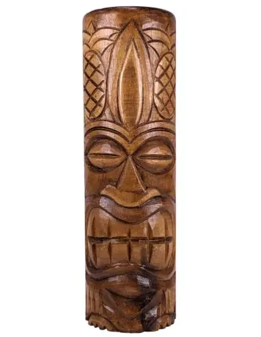 Grand Totem Statue Tiki 50cm en bois massif sculpté à la main