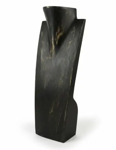Buste Présentoir à colliers en bois 35cm | Finition "Noir Vintage"