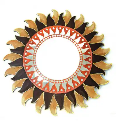 Miroir rond forme Soleil ø40cm. Déco ethnique