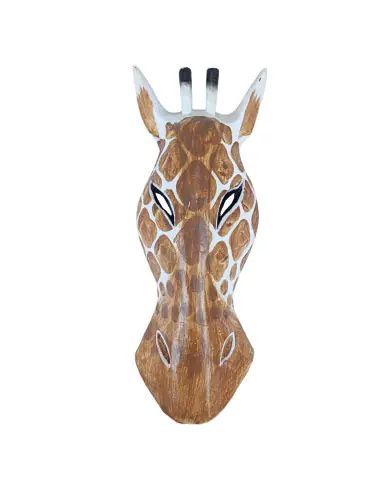 Masque Girafe en bois 30cm style trophée de chasse