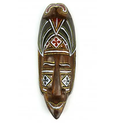Masque décor batik en bois 30cm. Déco murale style africain