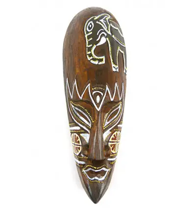 Masque décor éléphant batik en bois 30cm