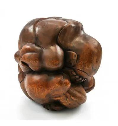 Bouddha pleureur XL 25cm. Statue Yogi qui pleure en bois.