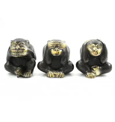 Les 3 singes de la sagesse. Statues déco en laiton - Série limitée