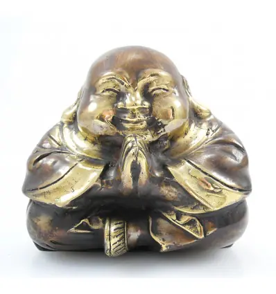 Bouddha rieur chinois. Statuette en laiton 11cm