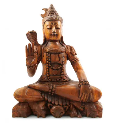 Statue de Shiva 40cm en bois exotique. Sculpture artisanale et équitable.