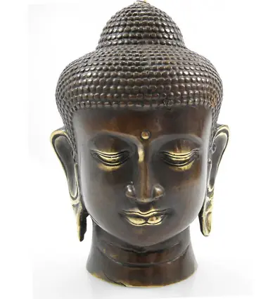 Tête de Bouddha à poser en laiton 20cm