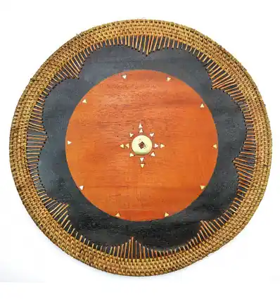 Set de table Rond en Bois et Rotin ø30cm - Vannerie de Lombok