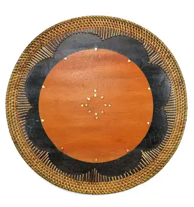 Set de table Rond en Bois et Rotin ø30cm - Artisanat de Lombok
