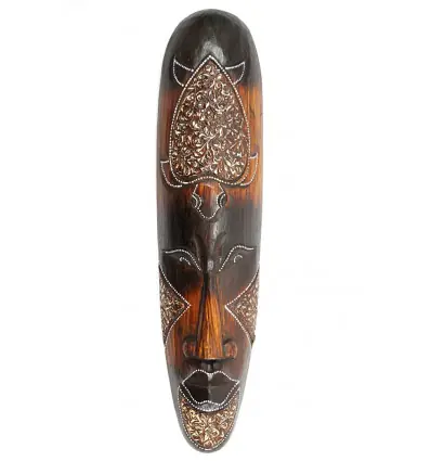 Masque Africain 50cm motif tortue de mer. Déco murale ethnique.